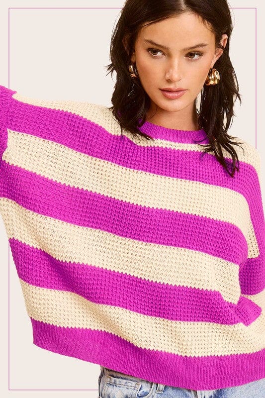 La Miel Striped Loose Fit Sweater striped sweater La Miel 