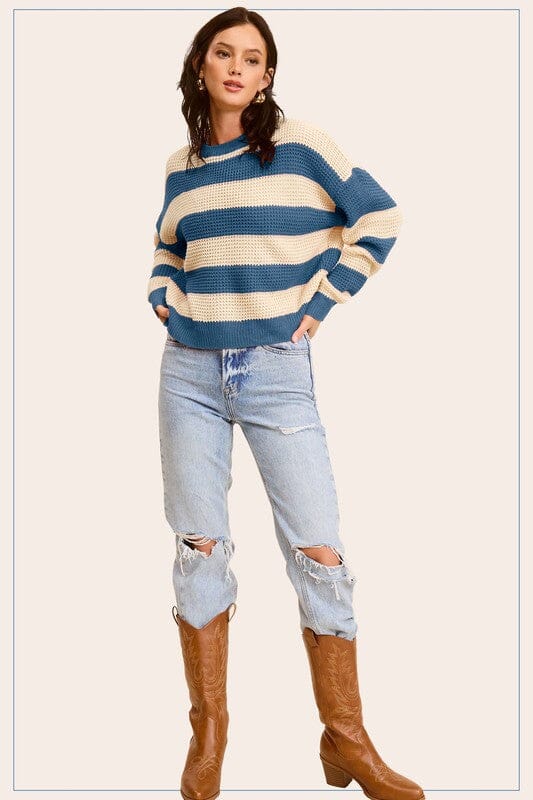 La Miel Striped Loose Fit Sweater striped sweater La Miel 