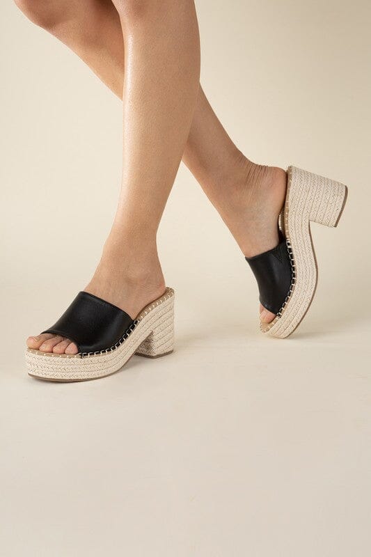 LOCK-1 Espadrille Mule Heels Top Guy Footwear BLACK 5 