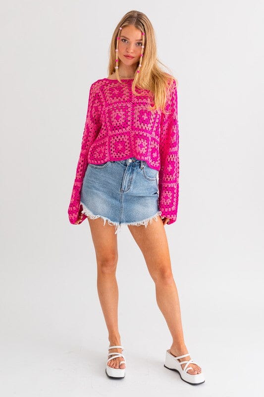 Long Sleeve Crochet Top LE LIS 