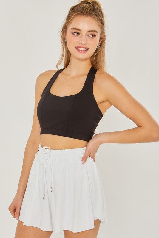 Love Tree Activewear Crop Halter Back Detail Top sports bra Love Tree BLACK S 