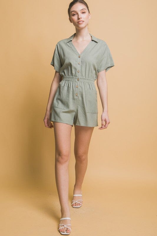 Love Tree Linen Button Down Romper linen romper Love Tree 