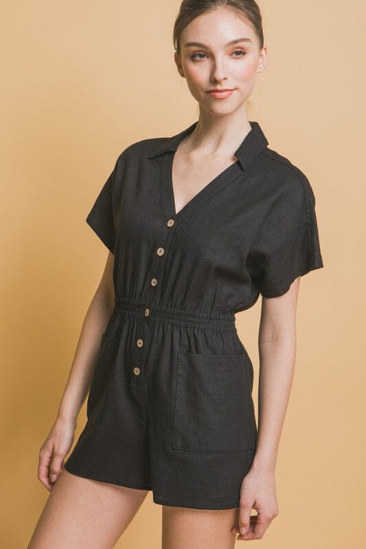 Love Tree Linen Button Down Romper linen romper Love Tree 