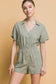 Love Tree Linen Button Down Romper linen romper Love Tree MOSS S 