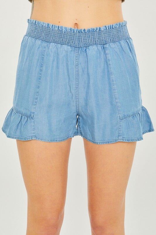 Love Tree Woven Solid Shorts tencel ruffled short Love Tree 