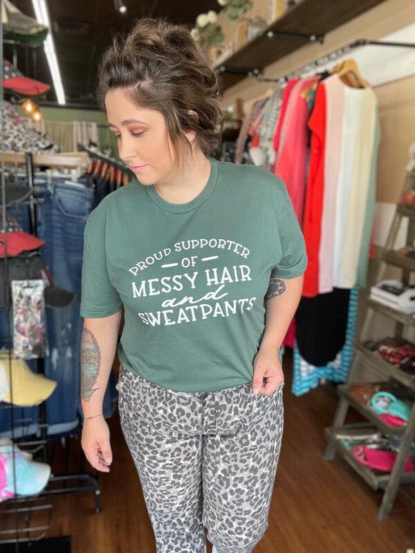 Messy Hair and Sweatpants Tee Ask Apparel Royal Pine S 