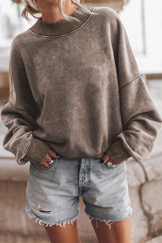 Mineral Acid Washed Sweatshirt mineral washed sweatshirt EG fashion Mocha M 