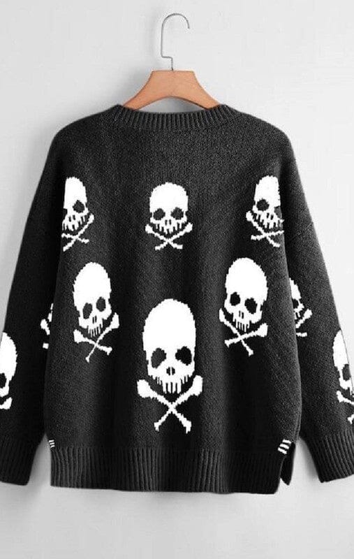 Miss Sparkling Skull V-neck Sweater skull sweater Miss Sparkling 