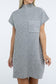 Mock Neck Short Sleeve Sweater Dress with Pocket ZENANA H GREY S 