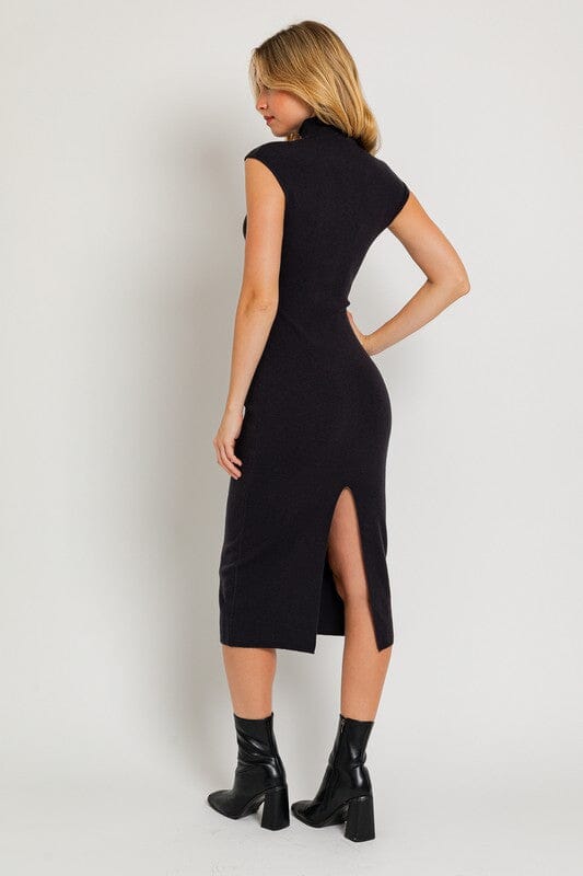 Mock Neck Sweater Midi Dress mock neck sweater dress LE LIS 