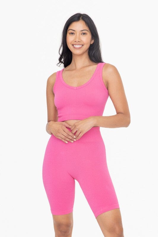 Mono B Cropped Tank Top active wear tanks Mono B HOT PINK S 