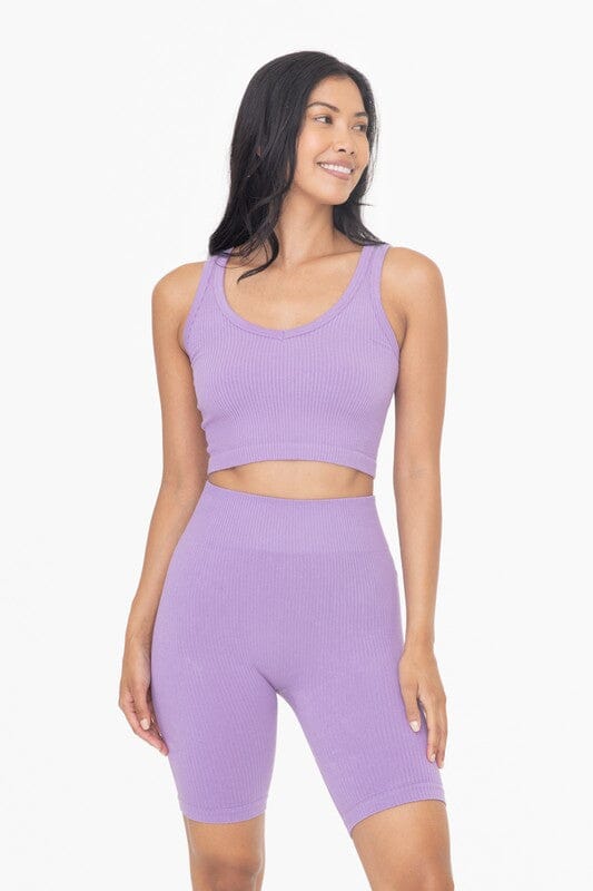 Mono B Cropped Tank Top active wear tanks Mono B PURPLE ORCHID S 