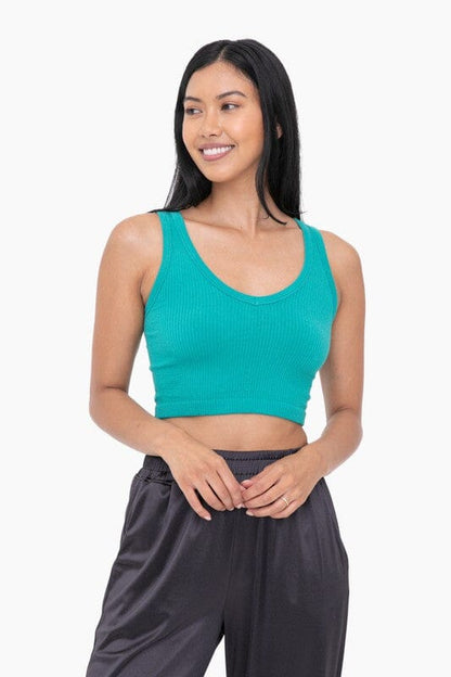 Mono B Cropped Tank Top active wear tanks Mono B TEAL 24 S 