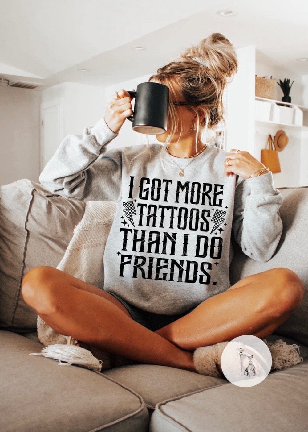 More Tattoos Than Friends Sweatshirt Graphic Hoodie Poet Street Boutique Small 