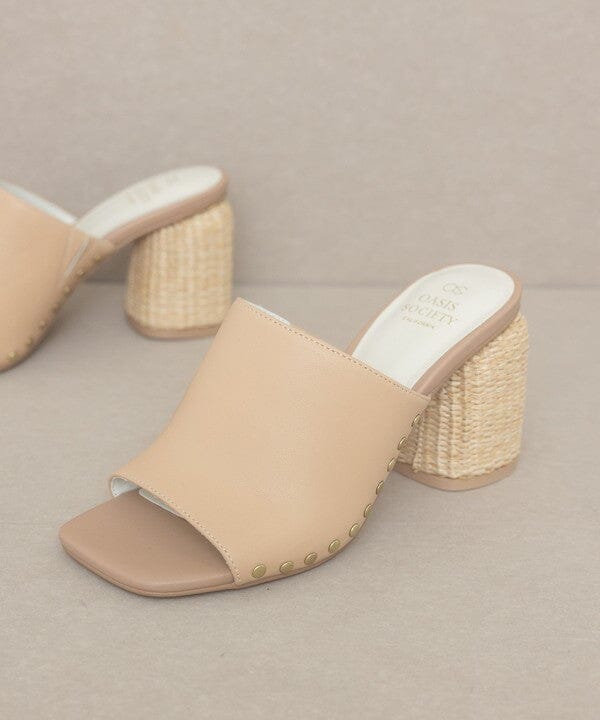 Oasis Society Serena - Studded Raffia Slide Heel Oasis Society NUDE 6 