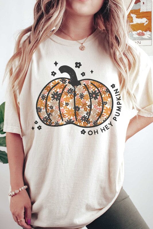 Oh Hey Pumpkin Graphic Tee pumpkin graphic tee Poet Street Boutique IVORY S 