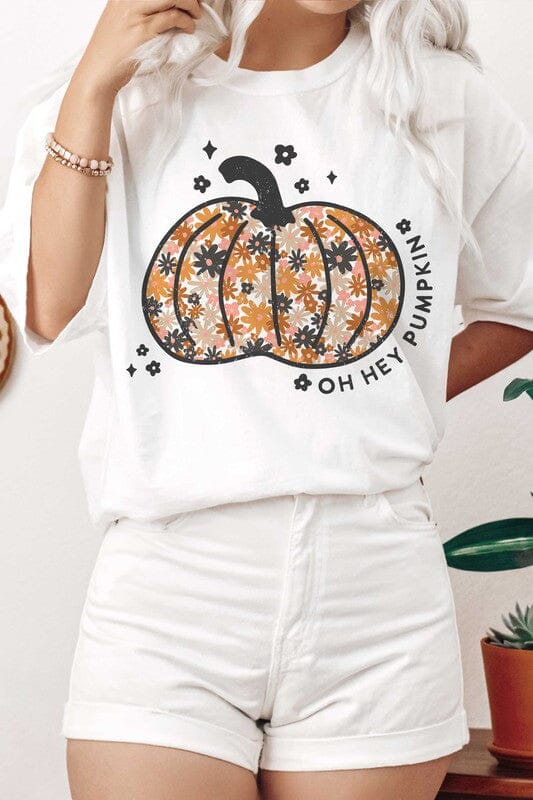 Oh Hey Pumpkin Graphic Tee pumpkin graphic tee Poet Street Boutique WHITE S 