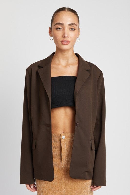 Outrageous Oversized Blazer oversized blazer Emory Park DK BROWN S 