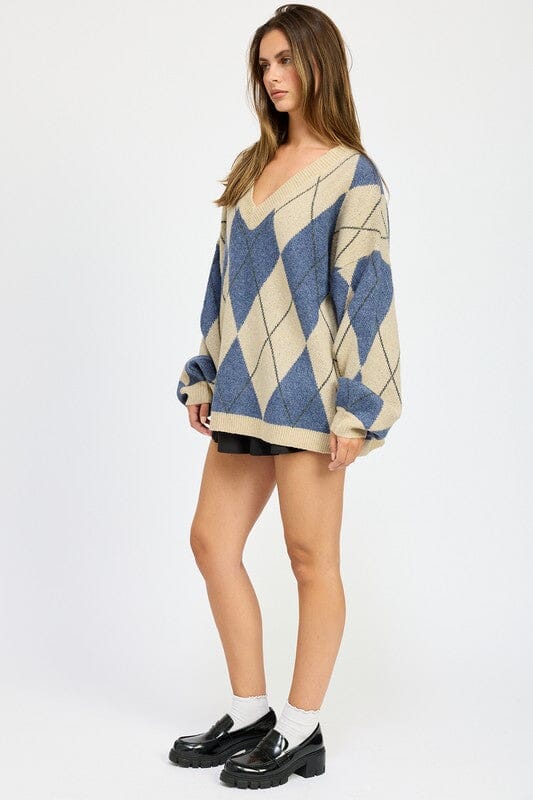 OVERSIZED ARGYLE SWEATER Emory Park 