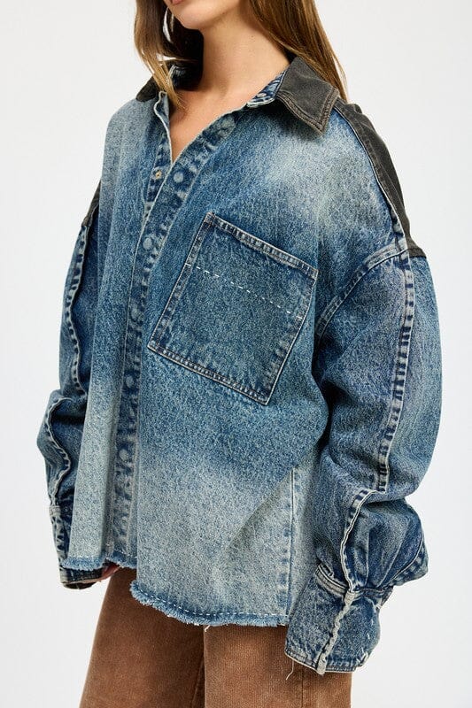 OVERSIZED DENIM JACKET WITH BUTTONS Emory Park 