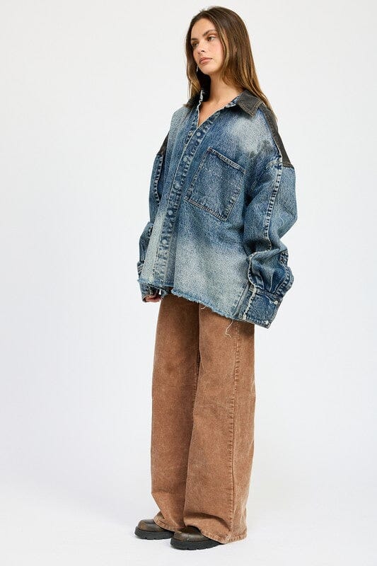 OVERSIZED DENIM JACKET WITH BUTTONS Emory Park 