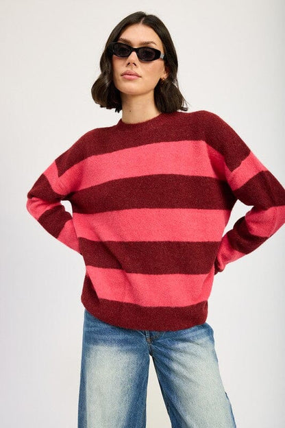 OVERSIZED STRIPED JUMPER Emory Park BERRY COMBO S 