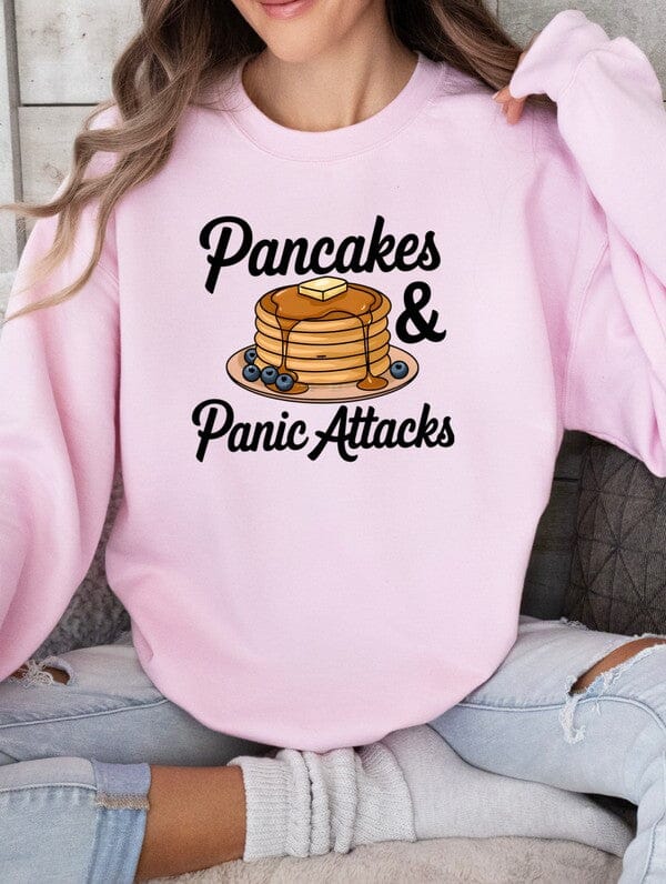 Pancakes and Panic Attacks Sweatshirt pancake and panic attacks sweatshirt Poet Street Boutique PInk S 