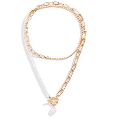 Pearl Double Layer Toggle Necklace toggle necklace Poet Street Boutique 