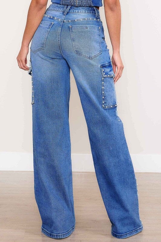 Pearl High-Rise Wide Leg Cargo Jeans Vibrant M.i.U 