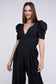 Plunging V Neck Puff Sleeve Jumpsuit v-neck jumpsuit Nuvi Apparel BLACK S 