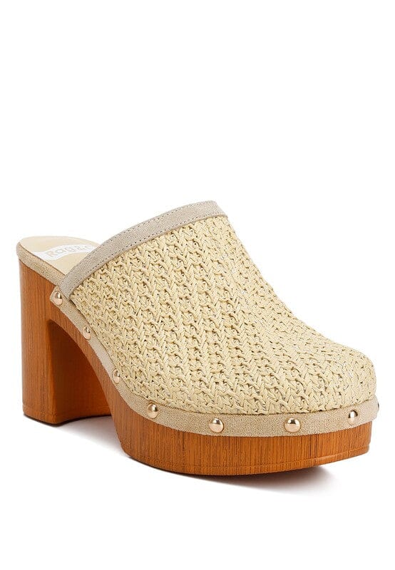 Rag + Co Raffia Platform Clogs clogs Rag Company Natural US-5 / UK-3 / EU-36 