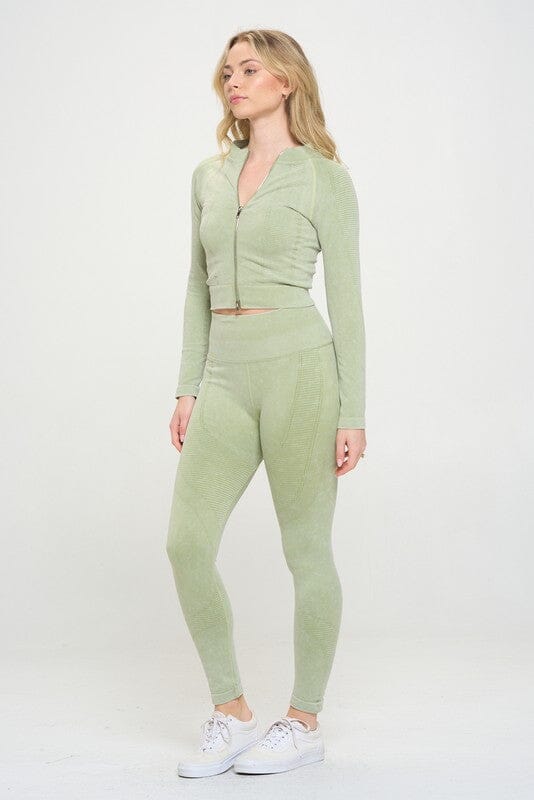 Ribbed Knit Tracksuit Two-Piece Set OTOS Active 