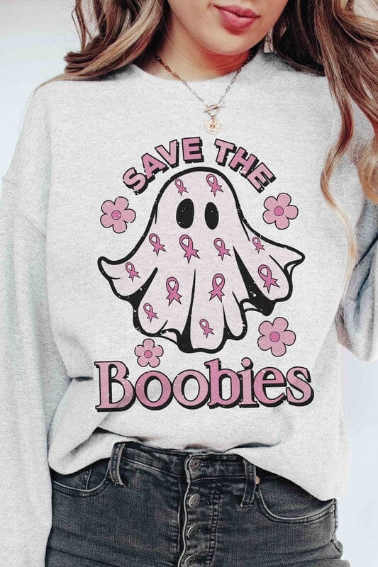 Save The Boobies Graphic Sweatshirt breast cancer sweatshirt Poet Street Boutique ASH S 