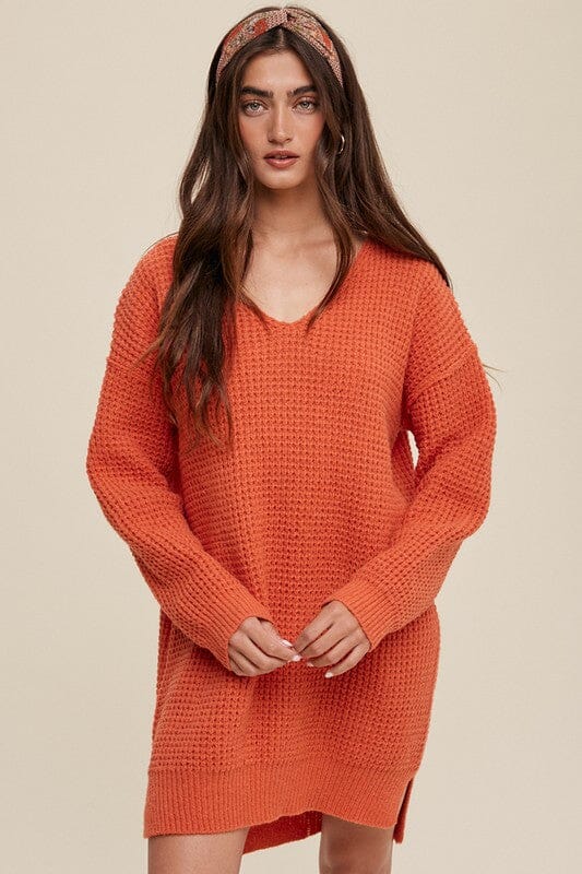 Slouchy V-neck Ribbed Knit Sweater Listicle 