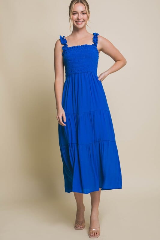 Smocked Bodice Maxi Dress Love Tree COBALT S 