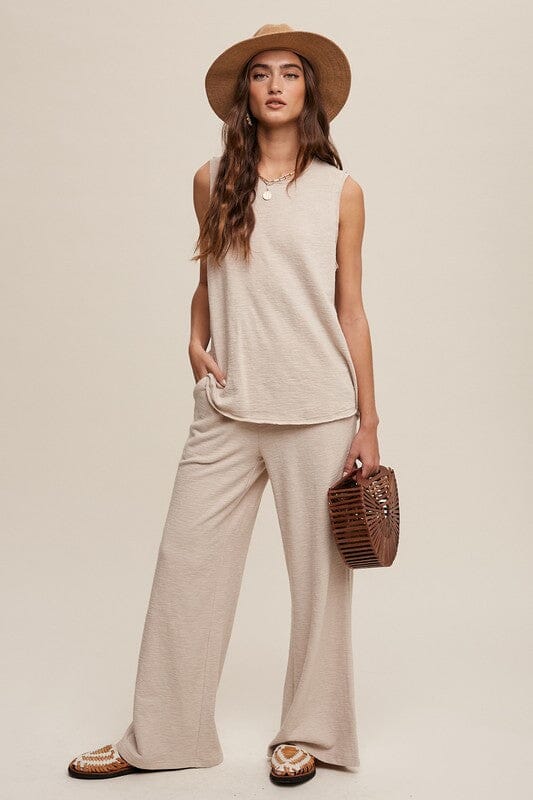 Soft Knit Tank and Sweat Pant Set Listicle Oatmeal S 