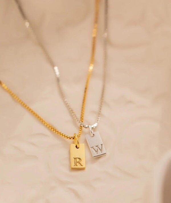 Stamped Initial Necklace initial stamped necklace Poet Street Boutique 