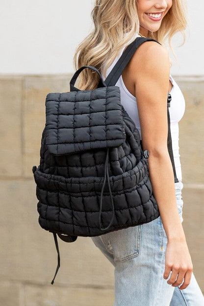 Stevie Quilted Puffer Backpack Aili's Corner Black OneSize 