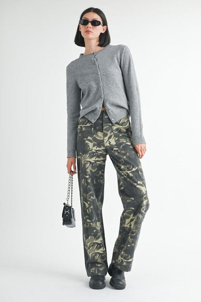 STRAIGHT LEG PANTS WITH POCKETS Emory Park VINTAGE CAMO S 