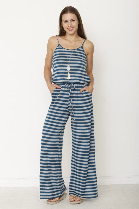 Summertime Stripe Jumpsuit striped jumpsuit Poet Street Boutique teal S 