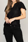 Sunny Day Embroidered Eyelet Blouse flutter sleeve blouse Nuvi Apparel Black S 