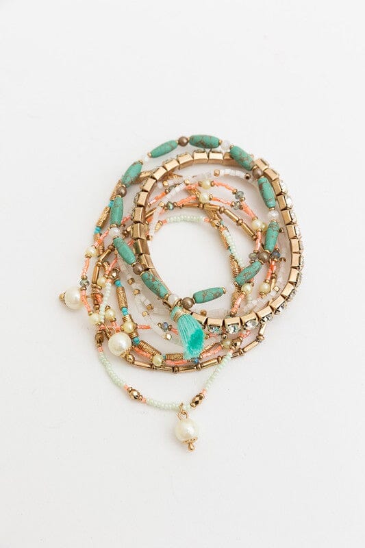 Sweet Pastel Studded Beads Layered Bracelet Leto Accessories 