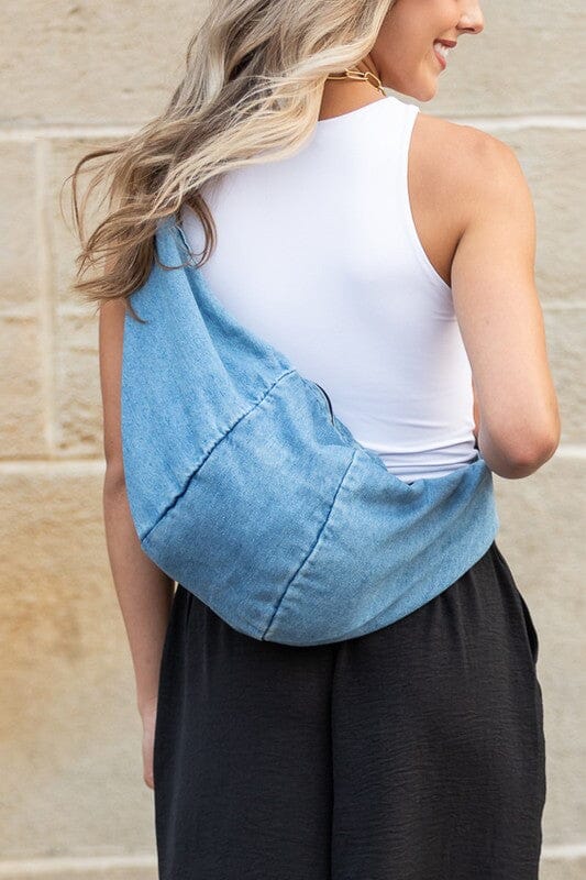 Tatum Denim Sling Bag denim sling bag Poet Street Boutique 