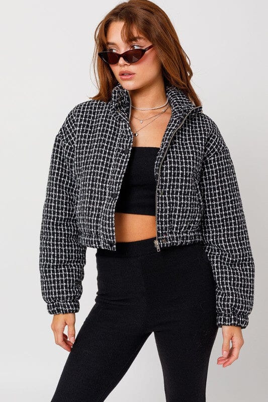 Tweed Crop Puffer Jacket tweed puffer LE LIS 