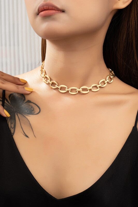 unique brass chunky chain necklace LA3accessories 