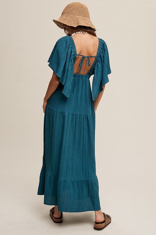 V-neck Ruffle Sleeve Flowy Vacation Dress Listicle 