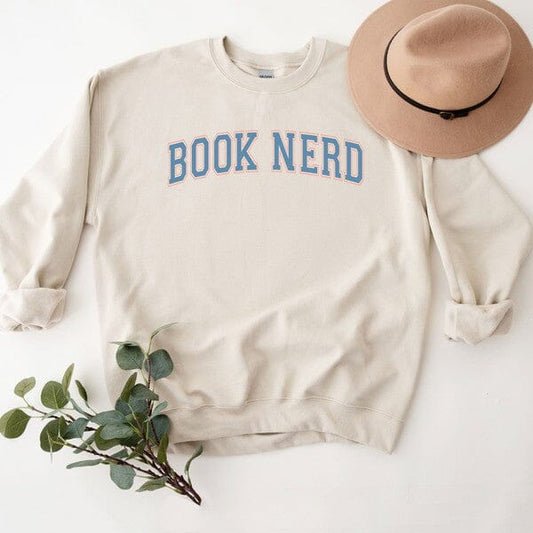 Varsity Book Nerd Graphic Sweatshirt Olive and Ivory Wholesale Dust Large 