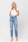 Vervet Distressed Raw Hem Mom Jeans jeans VERVET by Flying Monkey 