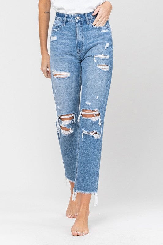 Vervet Distressed Raw Hem Mom Jeans jeans VERVET by Flying Monkey BILLIE 24 