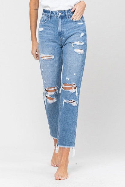 Vervet Distressed Raw Hem Mom Jeans jeans VERVET by Flying Monkey BILLIE 24 